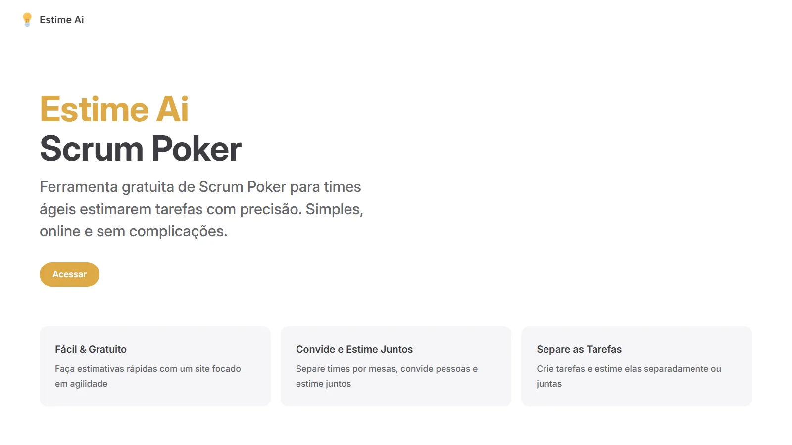 Tela inicial do Estime Ai, app criado pela Cafezinho Labs